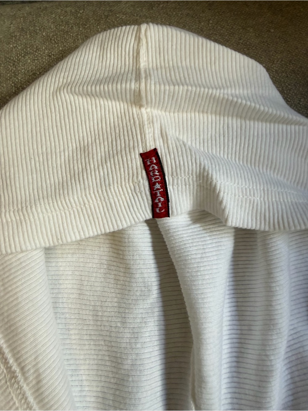 Vintage Hard Tail Black White Striped Hooded Shirt Small - Picture 7 of 9